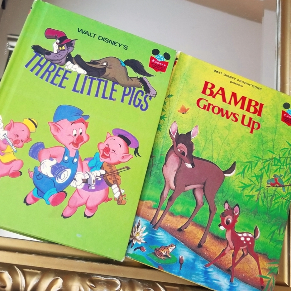 ❗Vintage Disney Hardcover Bambi and Three Little Pigs Kids Books❗